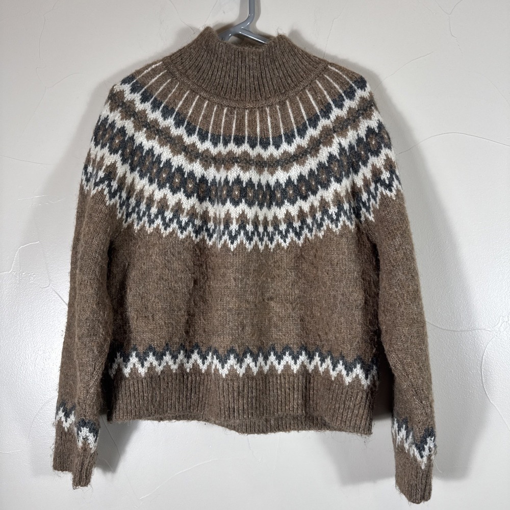 VINTAGE Gap Sweater Turtleneck Brown  Chunky Fuzzy Ski Womens